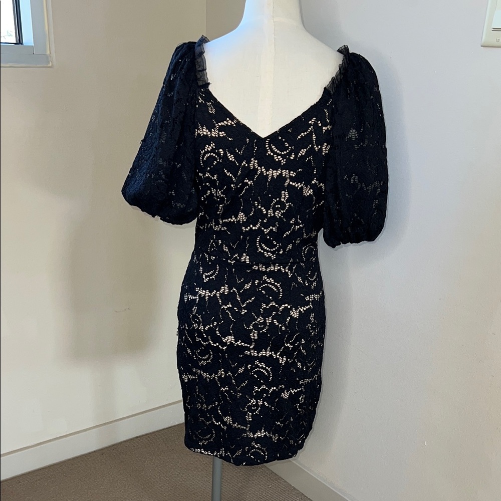 EUC Saylor Balloon Sleeve Black Lace Mini Dress Size Small - Picture 3 of 7
